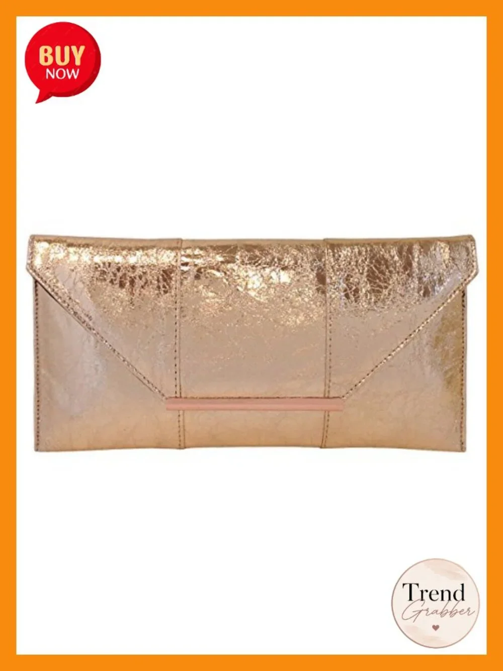 Metallic Clutch Purse with Chain Strap, Vegan Faux Leather, Evening Bag